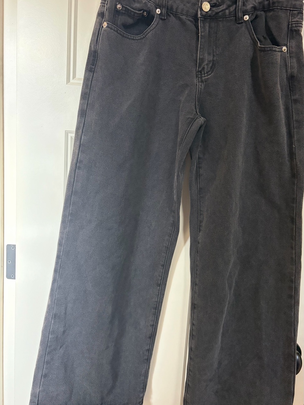 Edikted Black Denim with Pink Logo Tag